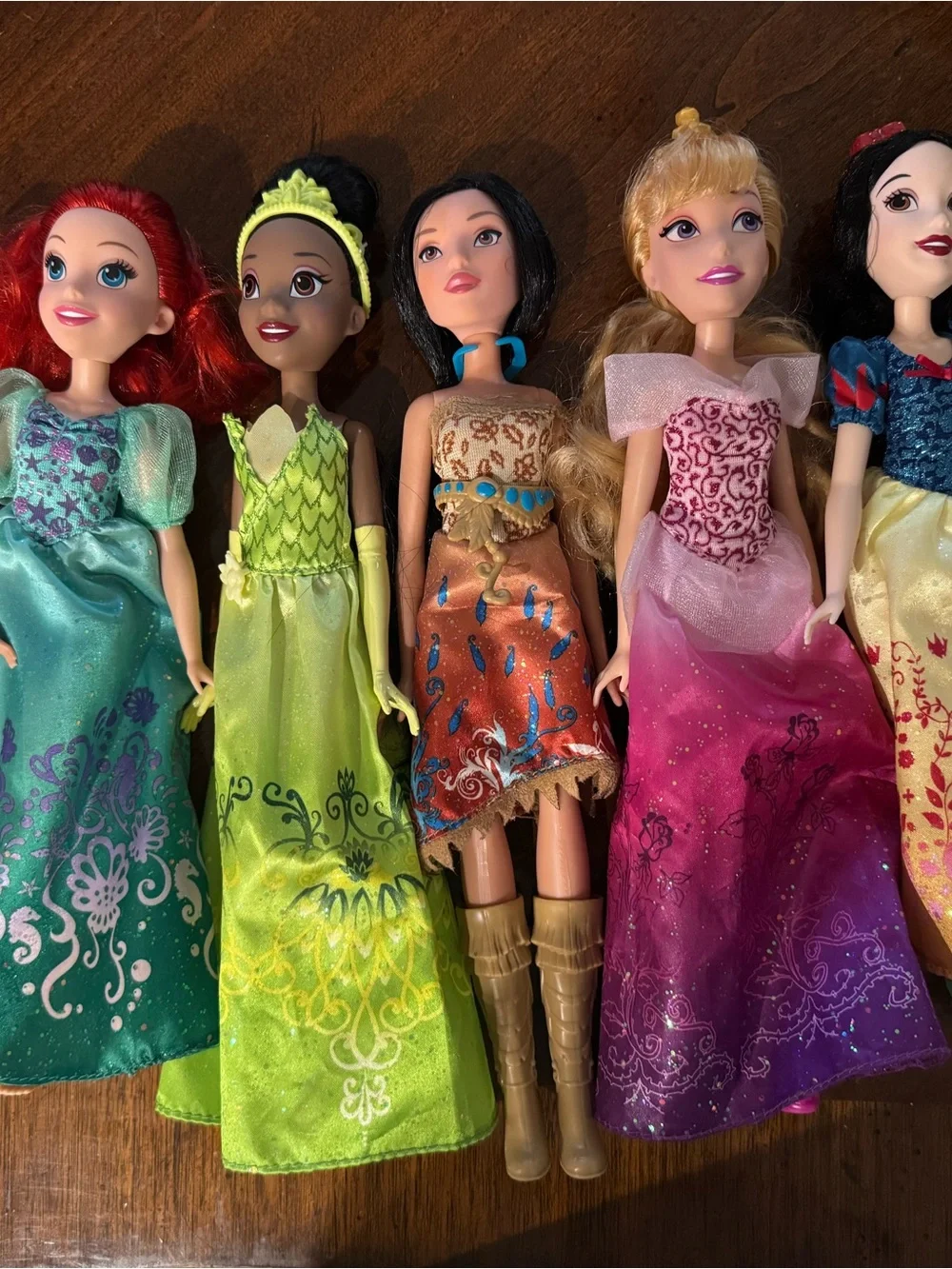 Set of Girls' Princess Fashion Dolls - Green, Pink, Teal, Orange Dresses